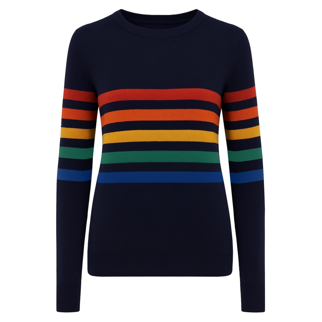 Women's black striped vintage jacquard knitwear