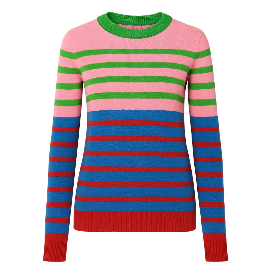 Women's vintage collage striped jacquard knitwear