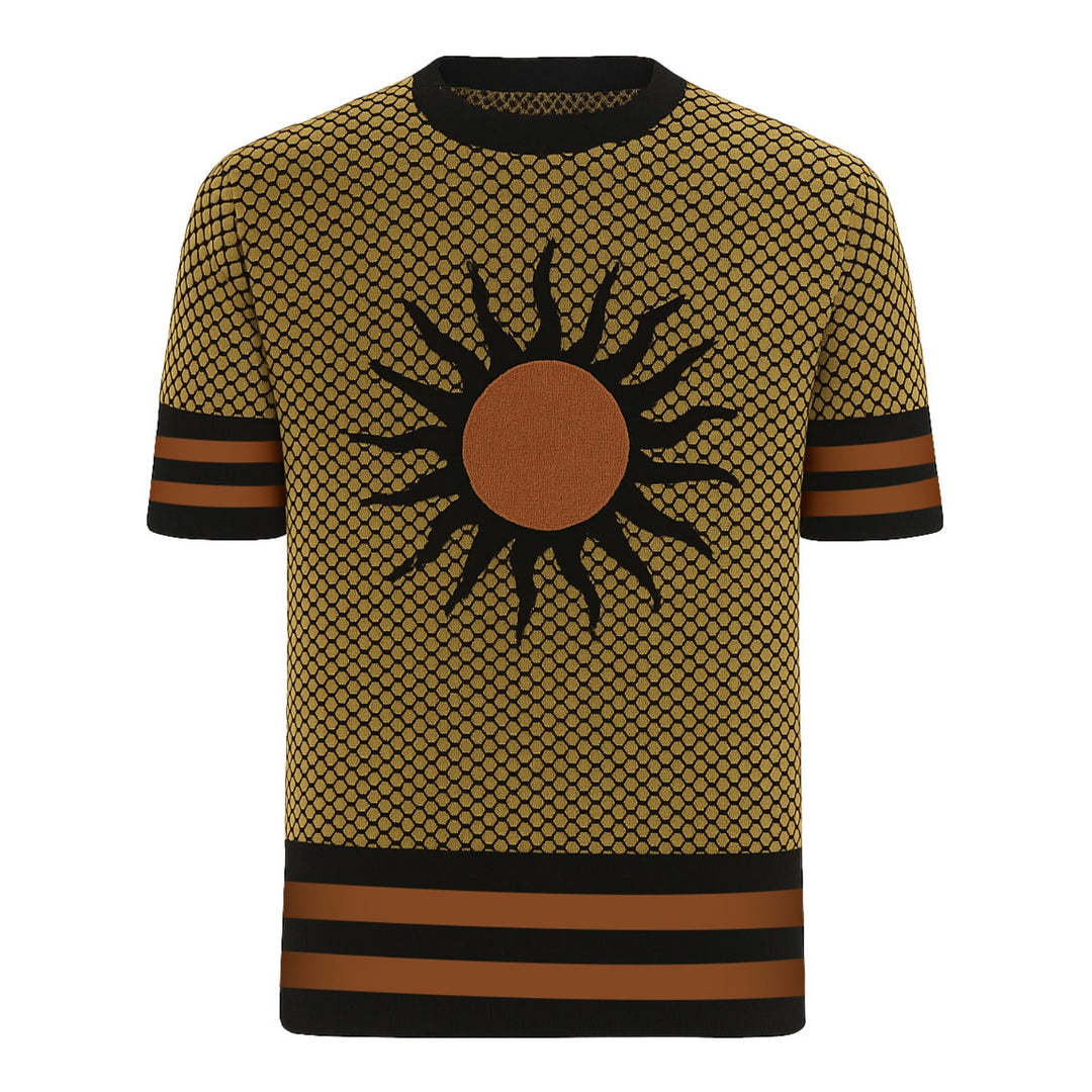 Mäns marinblå vintage randig casual stickad cardigan