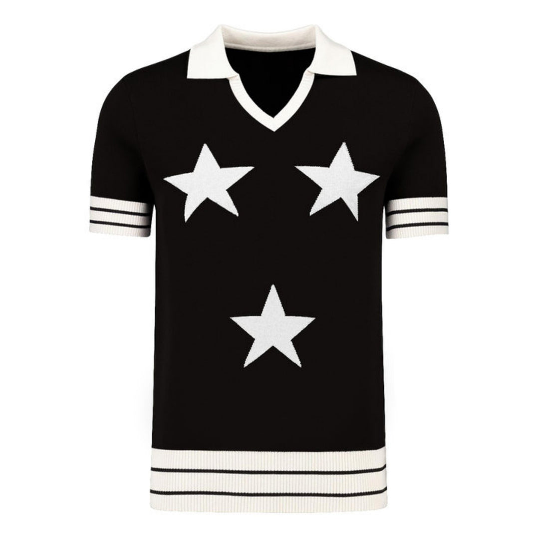 Mäns marinblå vintage randig casual stickad cardigan