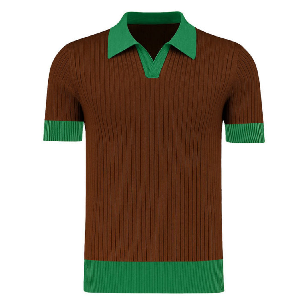 Mäns marinblå vintage randig casual stickad cardigan