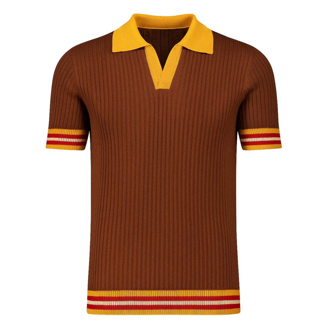 Mäns marinblå vintage randig casual stickad cardigan