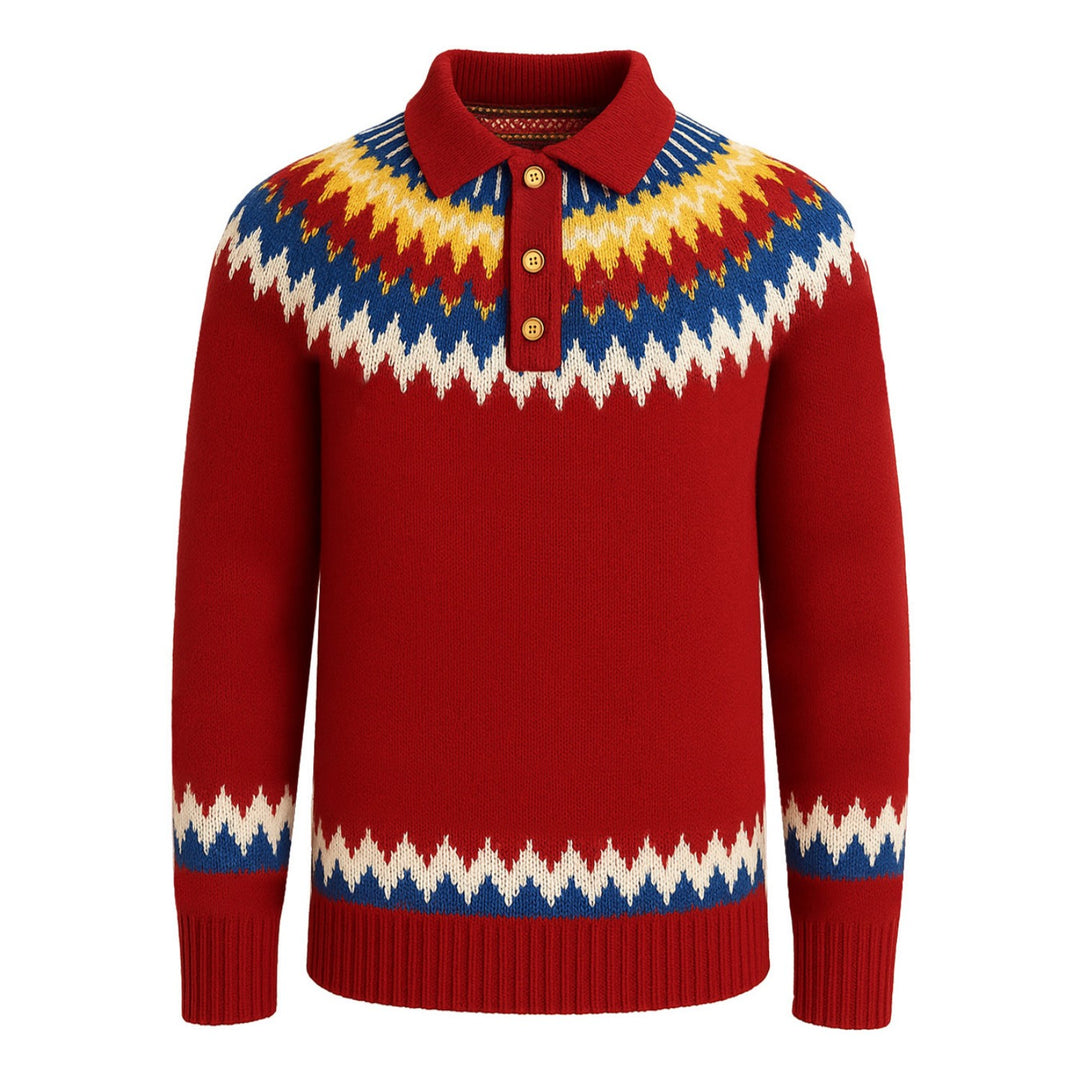 Men's blue striped retro knitted polo shirt (Copy)