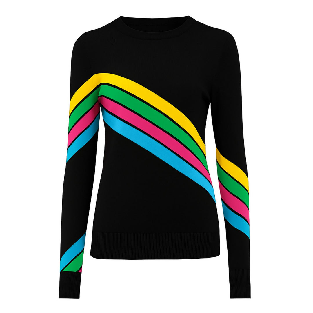Women's black vintage diagonal stripe knitwear