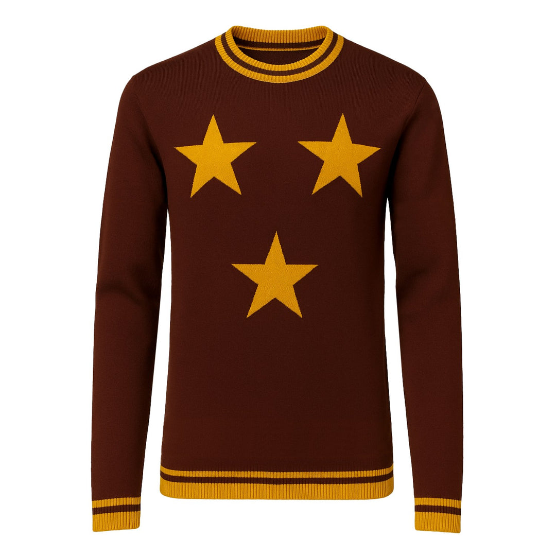 Mens brown 1960s star jacquard knitwear