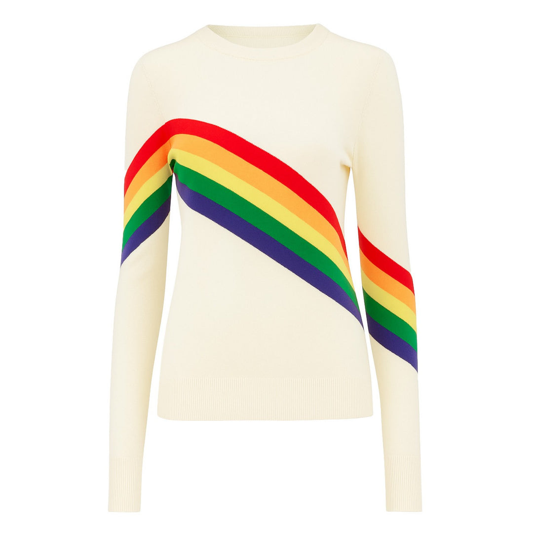 Women's rainbow striped vintage jacquard knitwear