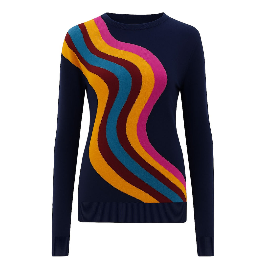 Women's dark blue wavy stripe knitwear