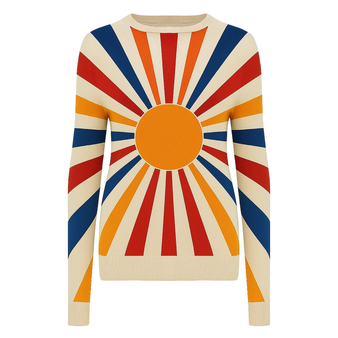 Women's multi-colored striped sun jacquard knitwear