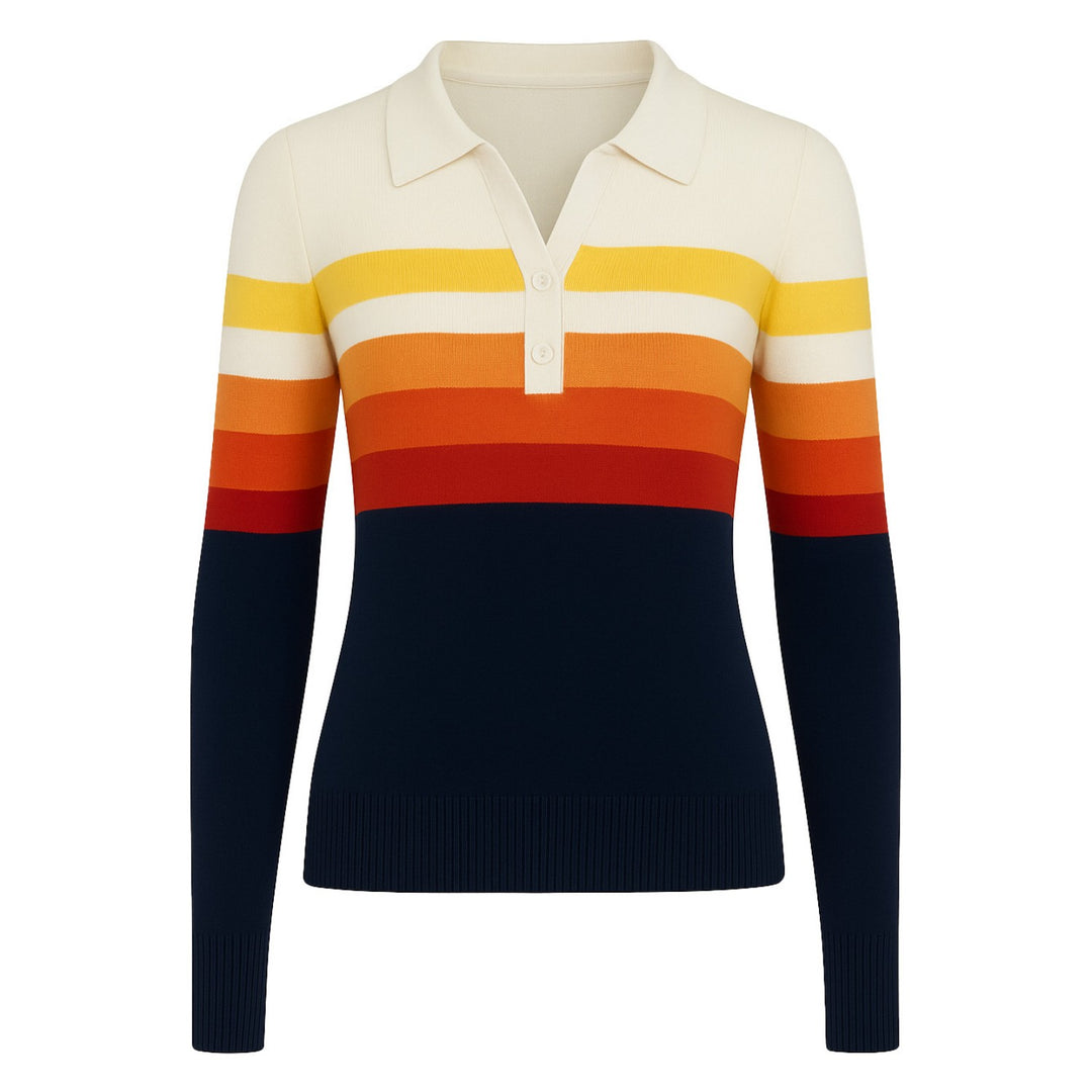 Women's multicolor striped V-neck knitwear