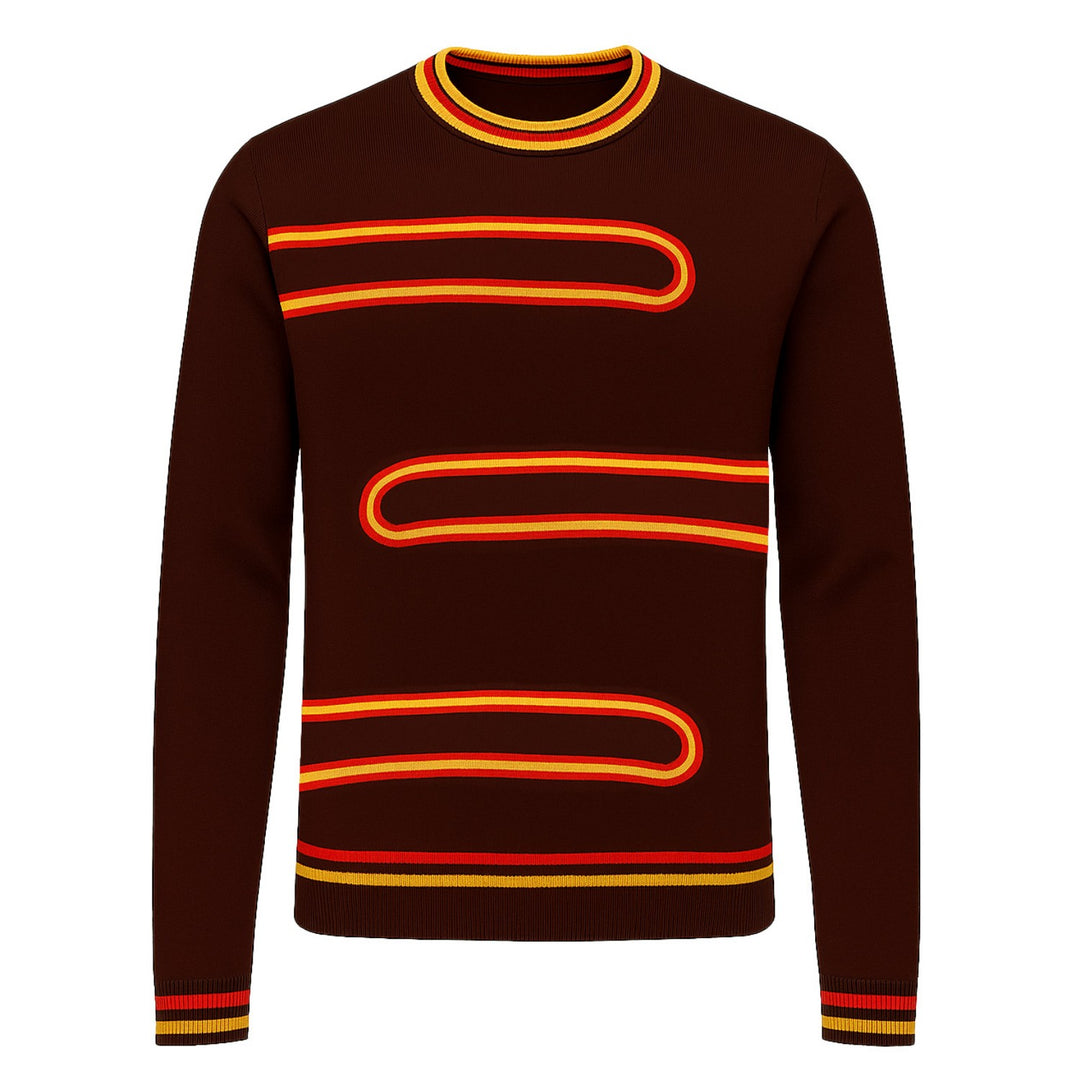 Men's brown vintage art striped knit knitwear