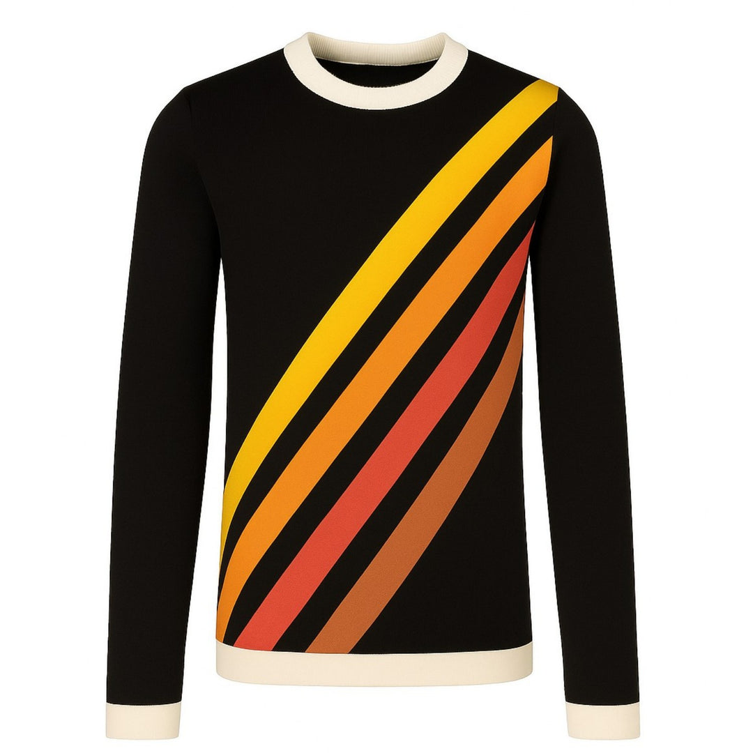 Men's black vintage diagonal stripe jacquard knitwear