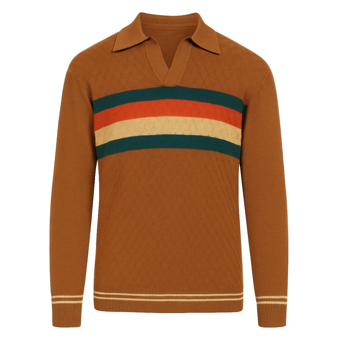 Herren Marine Blue Vintage Striped Casual Strick Strickjacke