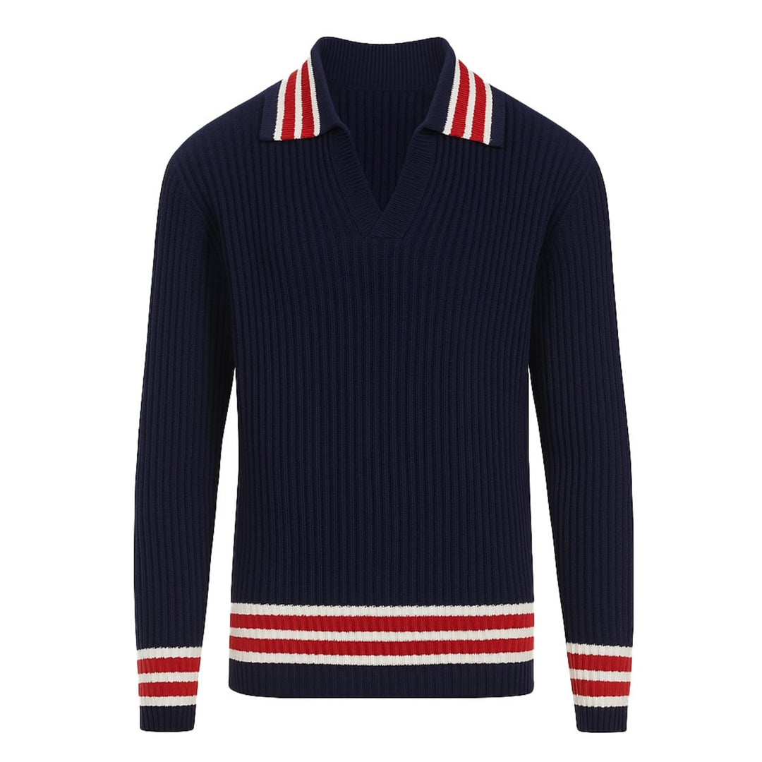 Ανδρικά Ναυτικό μπλε vintage ριγέ casual knit ζακέτα
