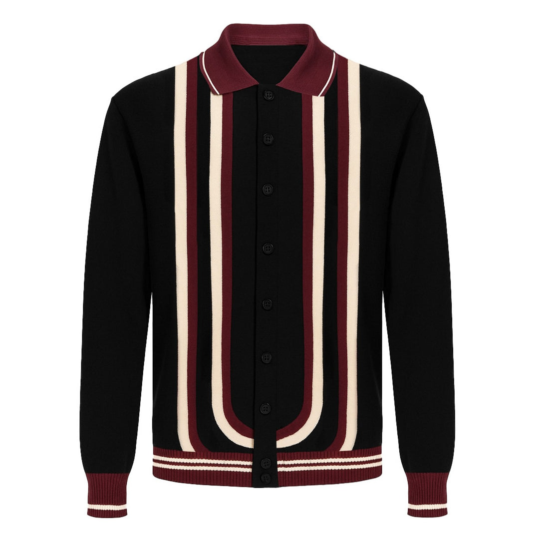 Ανδρικά Ναυτικό μπλε vintage ριγέ casual knit ζακέτα