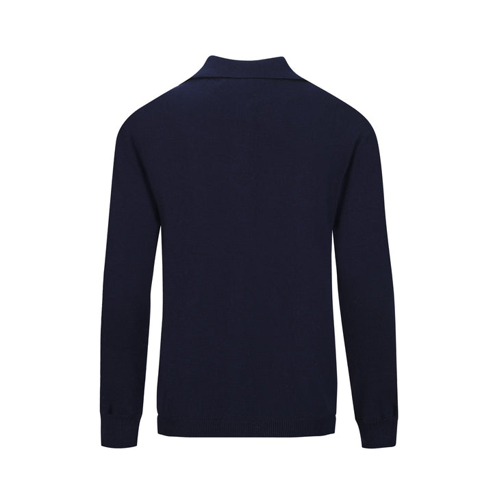 Men's dark blue vintage jacquard knitted cardigan