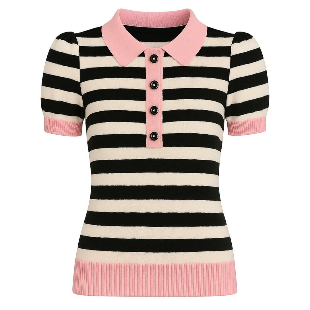 Kvinnors svarta hjärtformade fashionabla stickade t-shirt