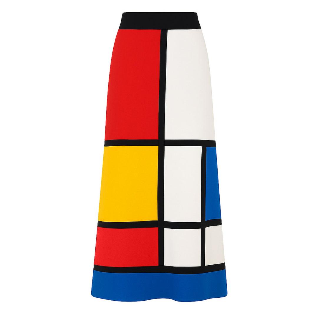 Women's white vintage collage knit skirt