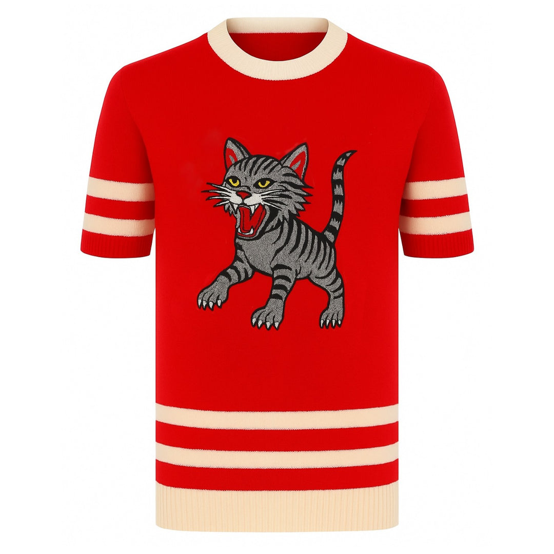 Blue marine masculin vintage à rayures décontractée en tricot