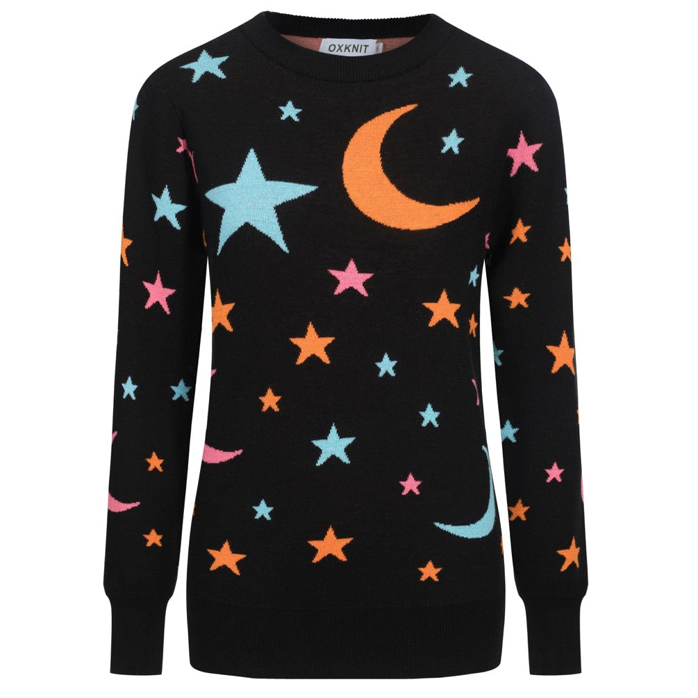 Women's black star moon jacquard knitwear – OXKnit