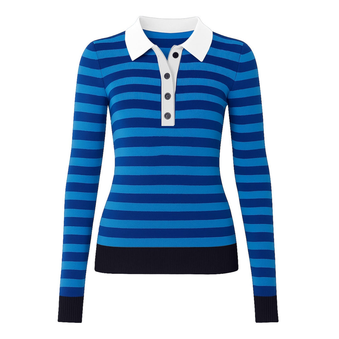 Women's blue striped vintage collage knitwear