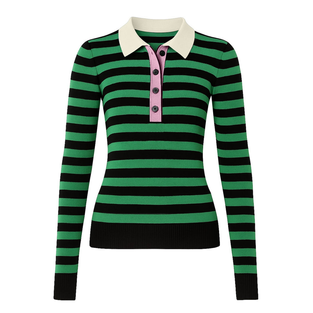 Women's green striped vintage collage knitwear