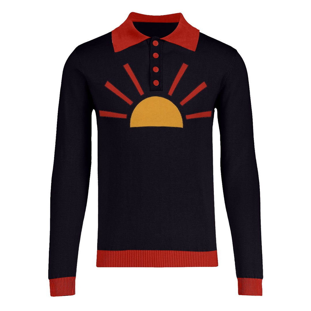 Men's Black Vintage Sun Jacquard Vintage polo