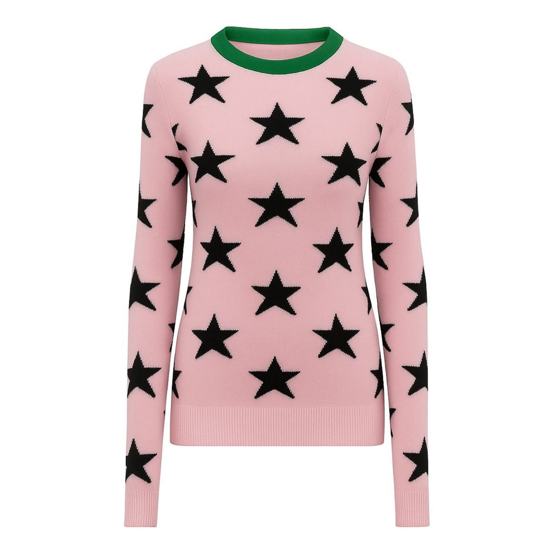 Women's pink star vintage jacquard knitwear