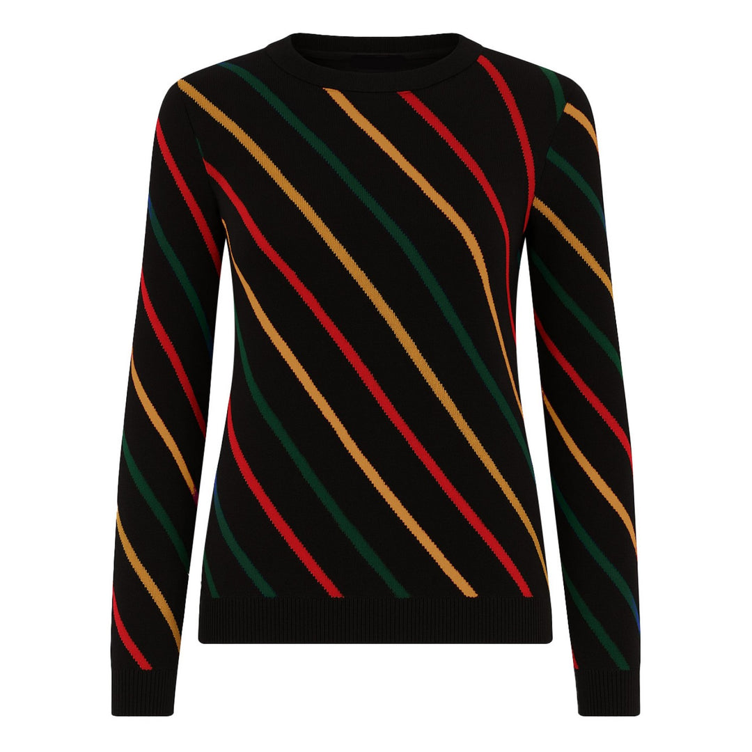 Women's black diagonal stripe vintage knitwear