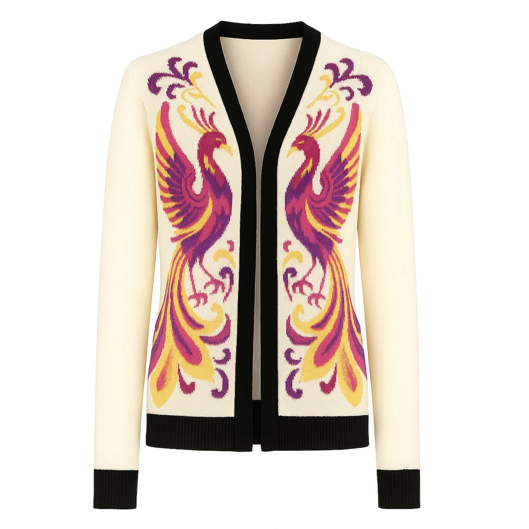 Women's apricot art jacquard cardigan
