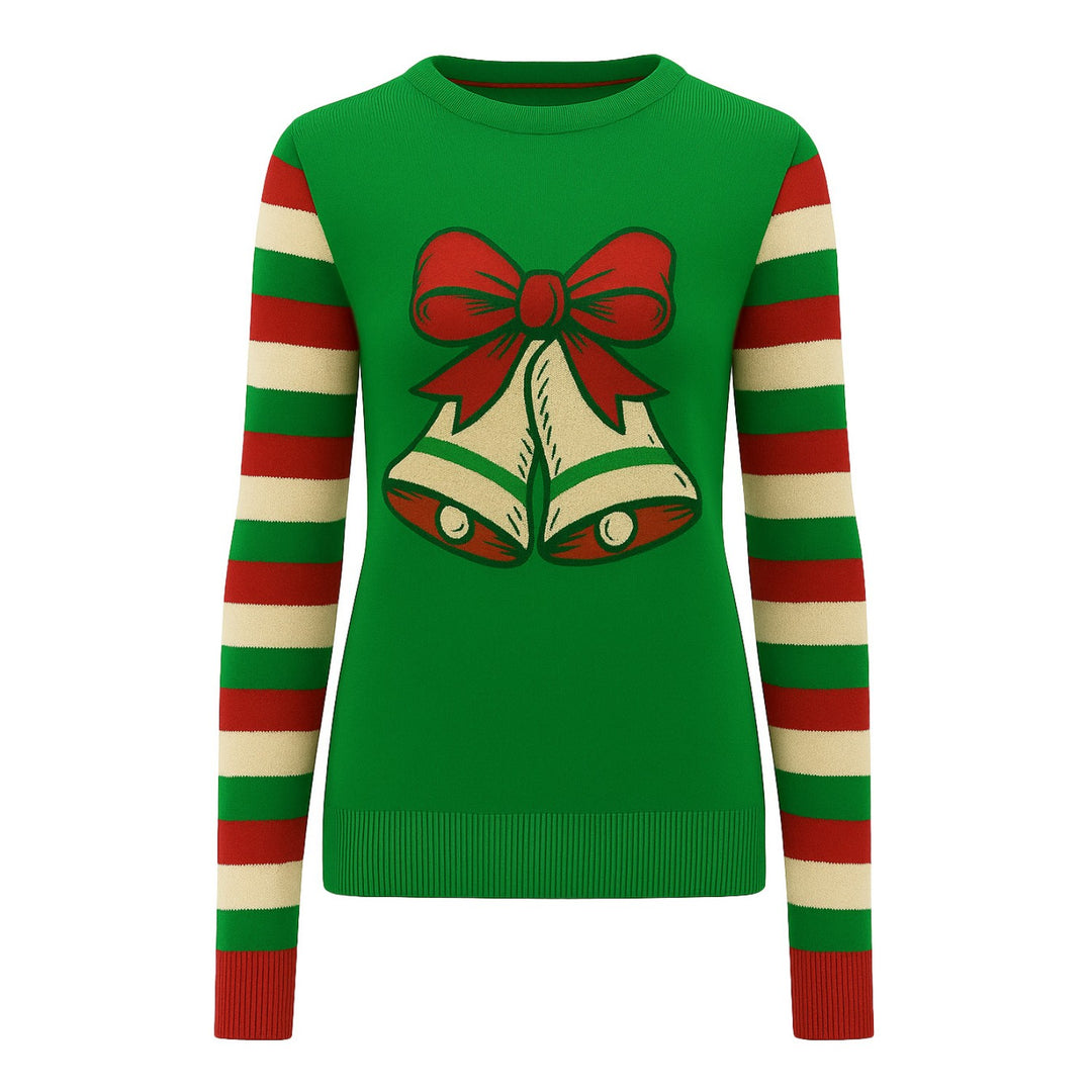 Women's green vintage bell jacquard knitwear