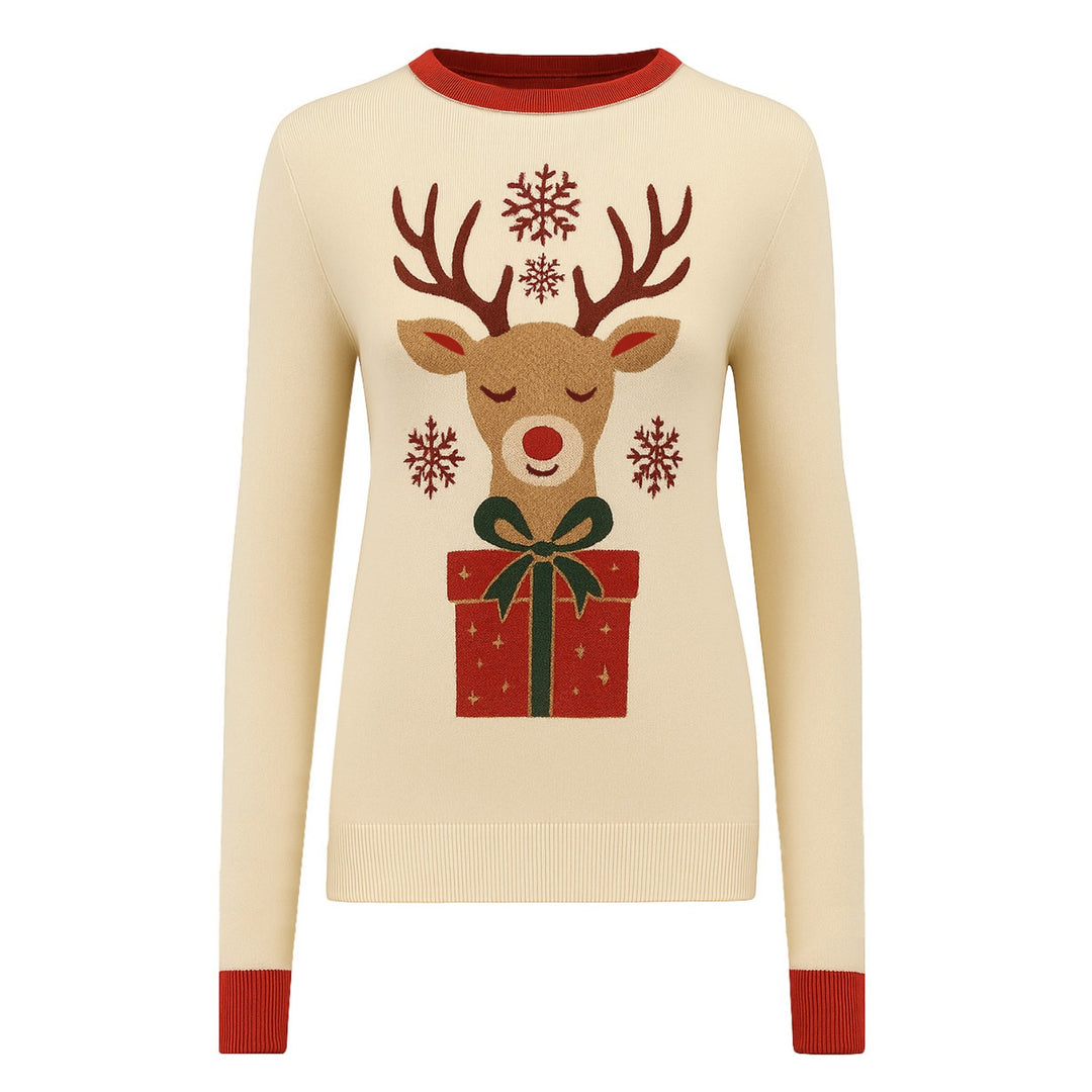 Women's apricot Christmas jacquard knitwear