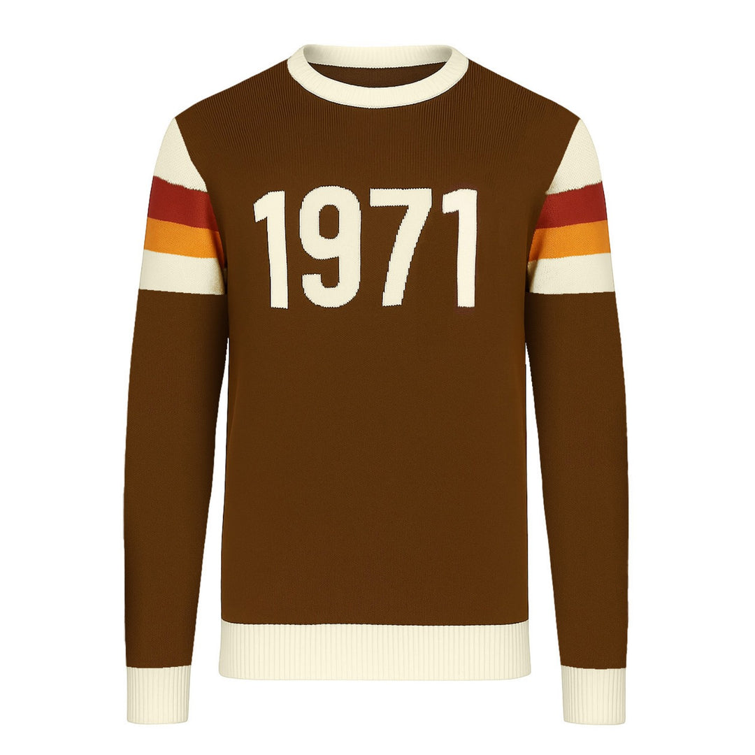 Men's brown "1971" jacquard casual knitwear