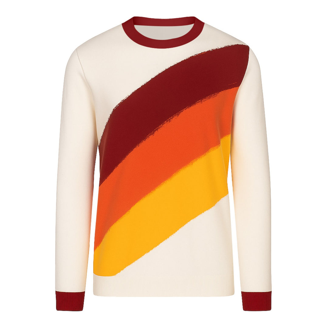 Men's white striped vintage jacquard casual knitwear
