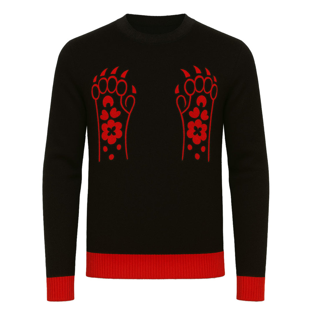 Men's black animal vintage jacquard casual knitwear