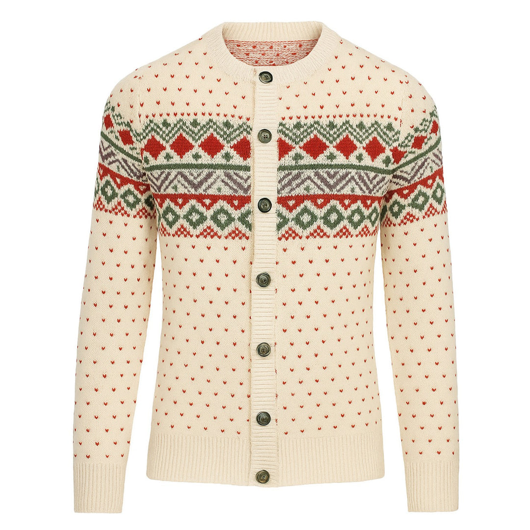 Men's White Apricot Retro Christmas Plaid Knitwear