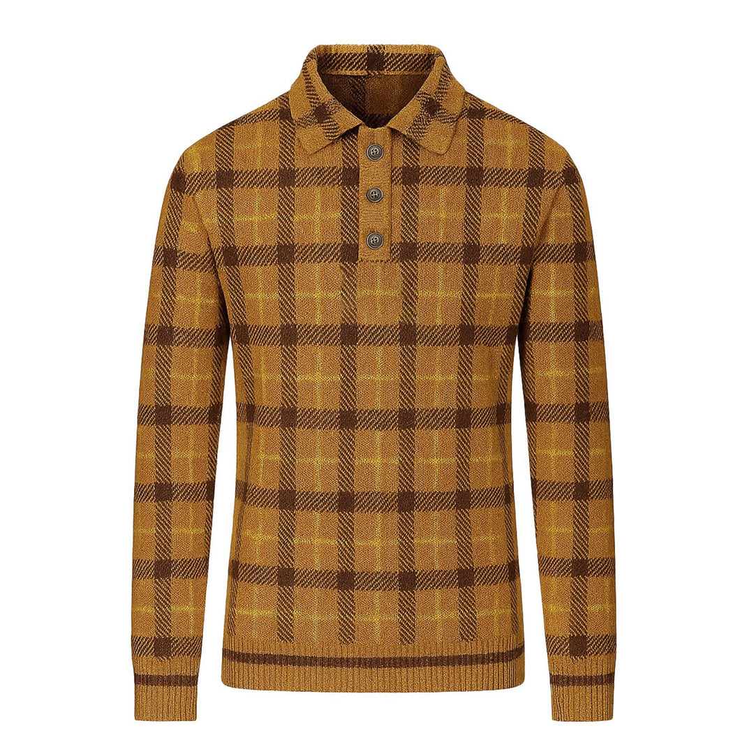 Jacquardstrikket poloskjorte i kaki vintage kunst for menn