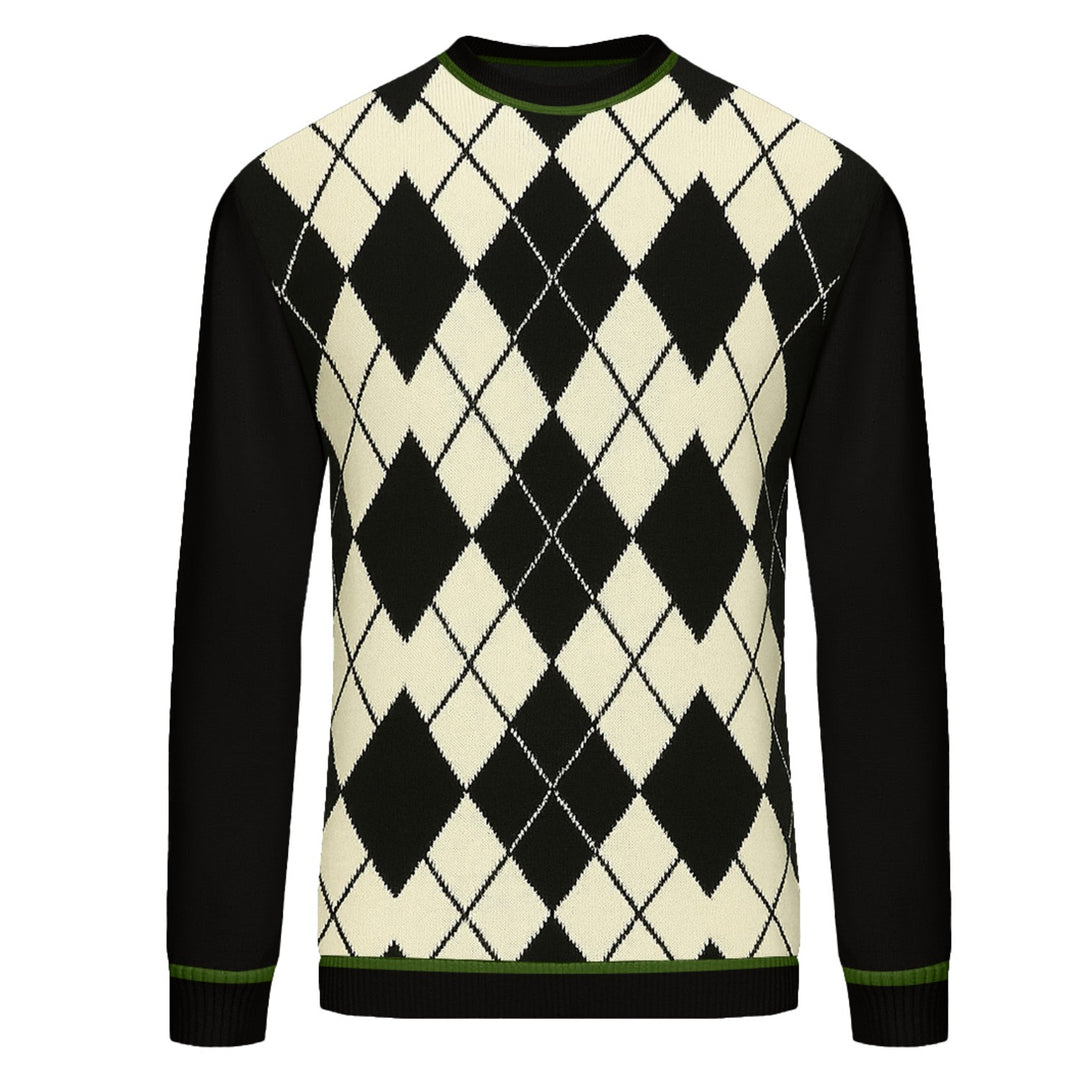 Men's black vintage art jacquard casual knitwear