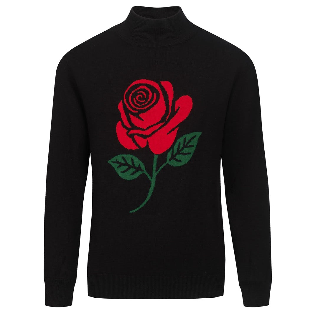 Men's black retro rose jacquard high-neck knitwear – OXKnit