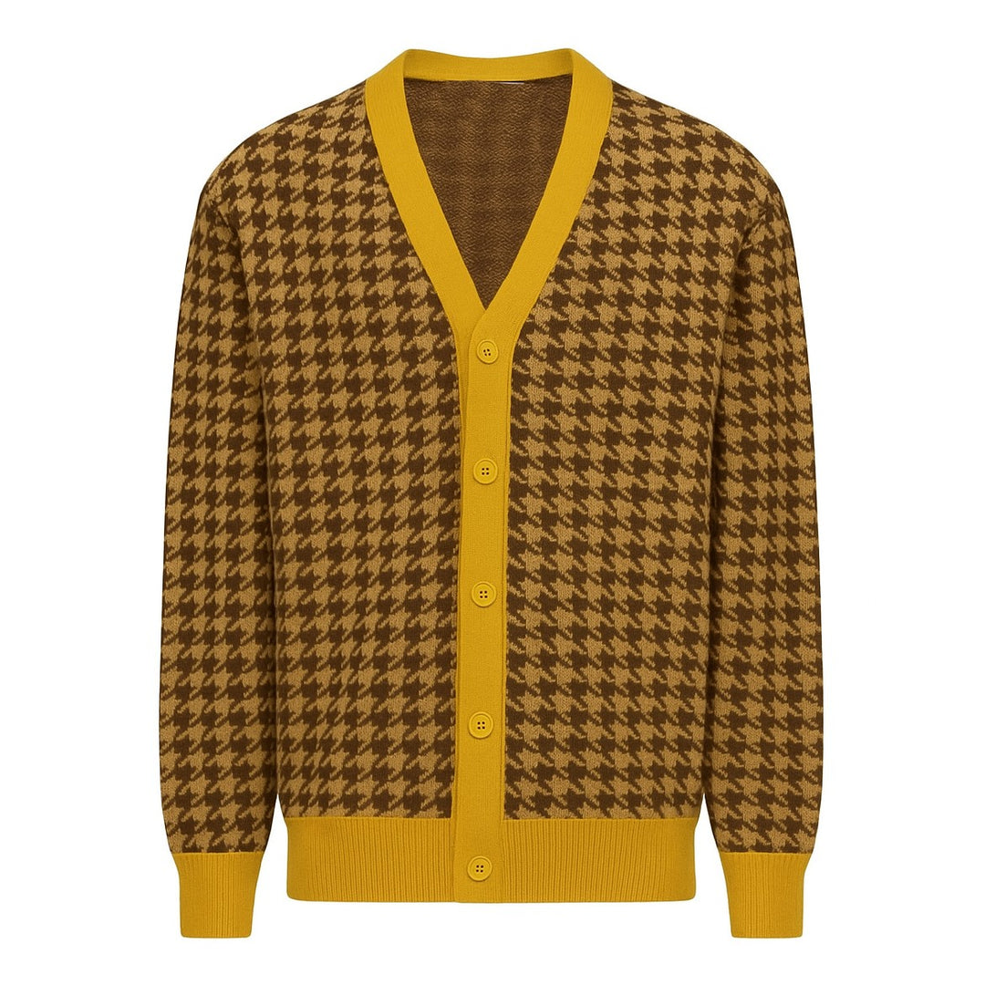 Men's yellow primrose jacquard sweater jacket
