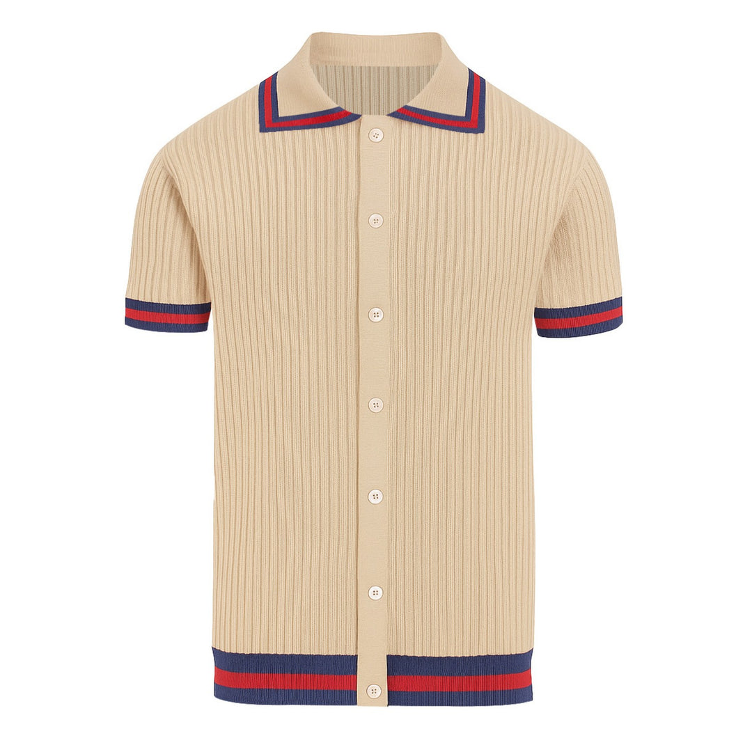 Herren Marine Blue Vintage Striped Casual Strick Strickjacke