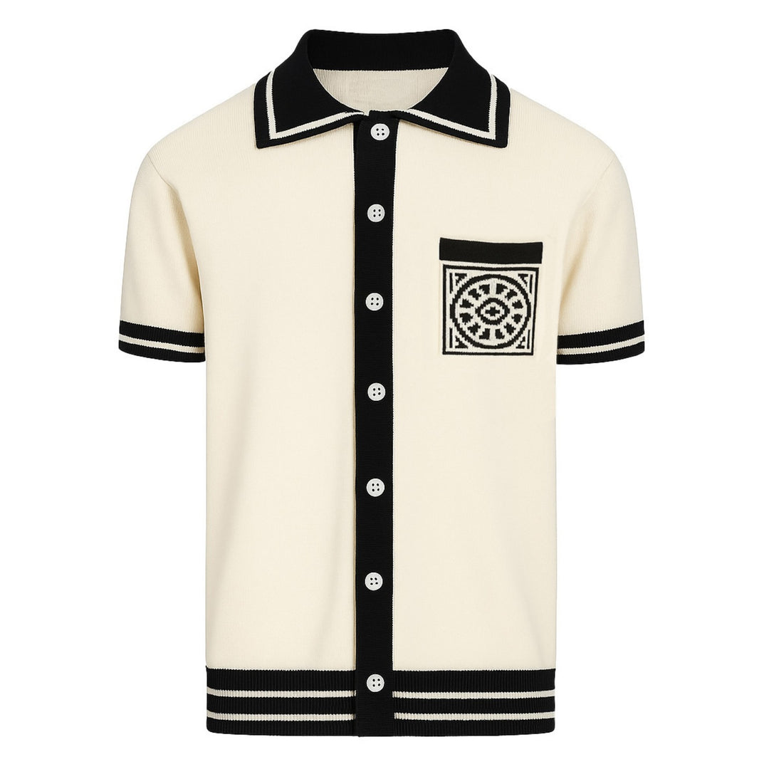Men's white vintage pocket knitted cardigan