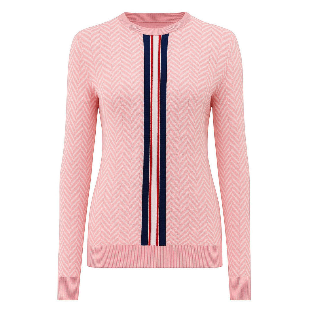 Women's pink vintage jacquard striped knitwear
