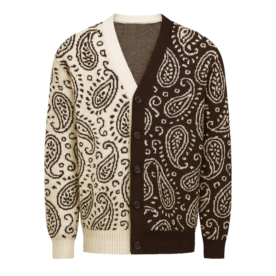 Men's vintage Paisley jacquard sweater jacket