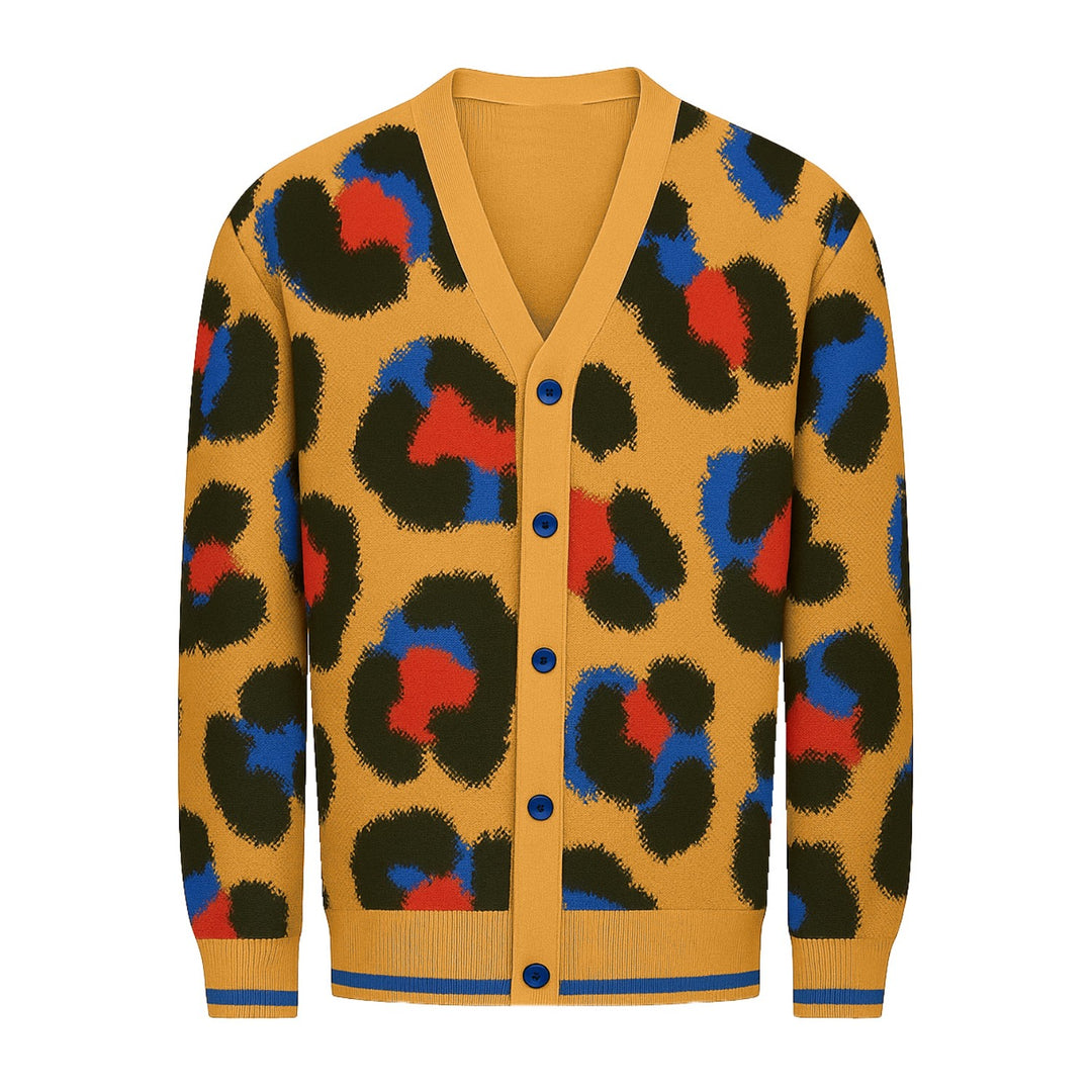 Menns marineblå vintage stripete casual strikket cardigan