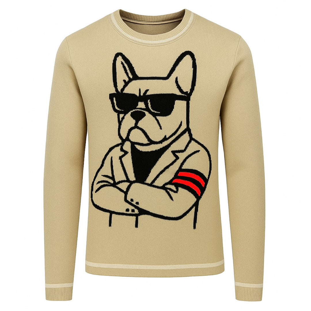 Men's khaki abstract method bulldog knitwear