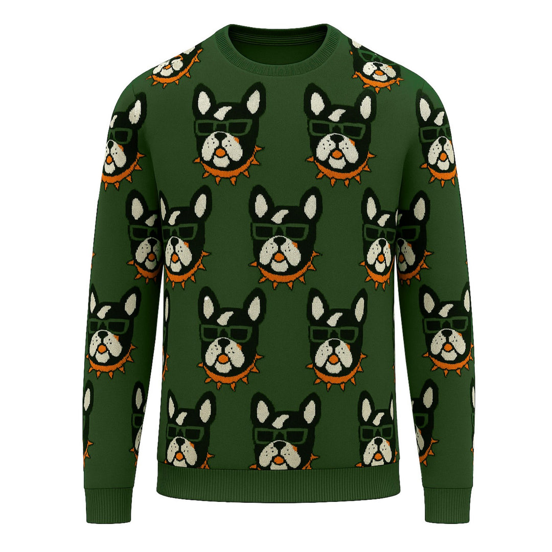 Men's green method Pitbull jacquard vintage knitwear