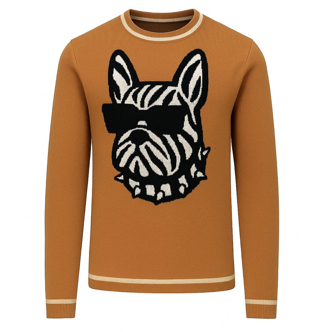Men's ginger French bulldog striped knitwear