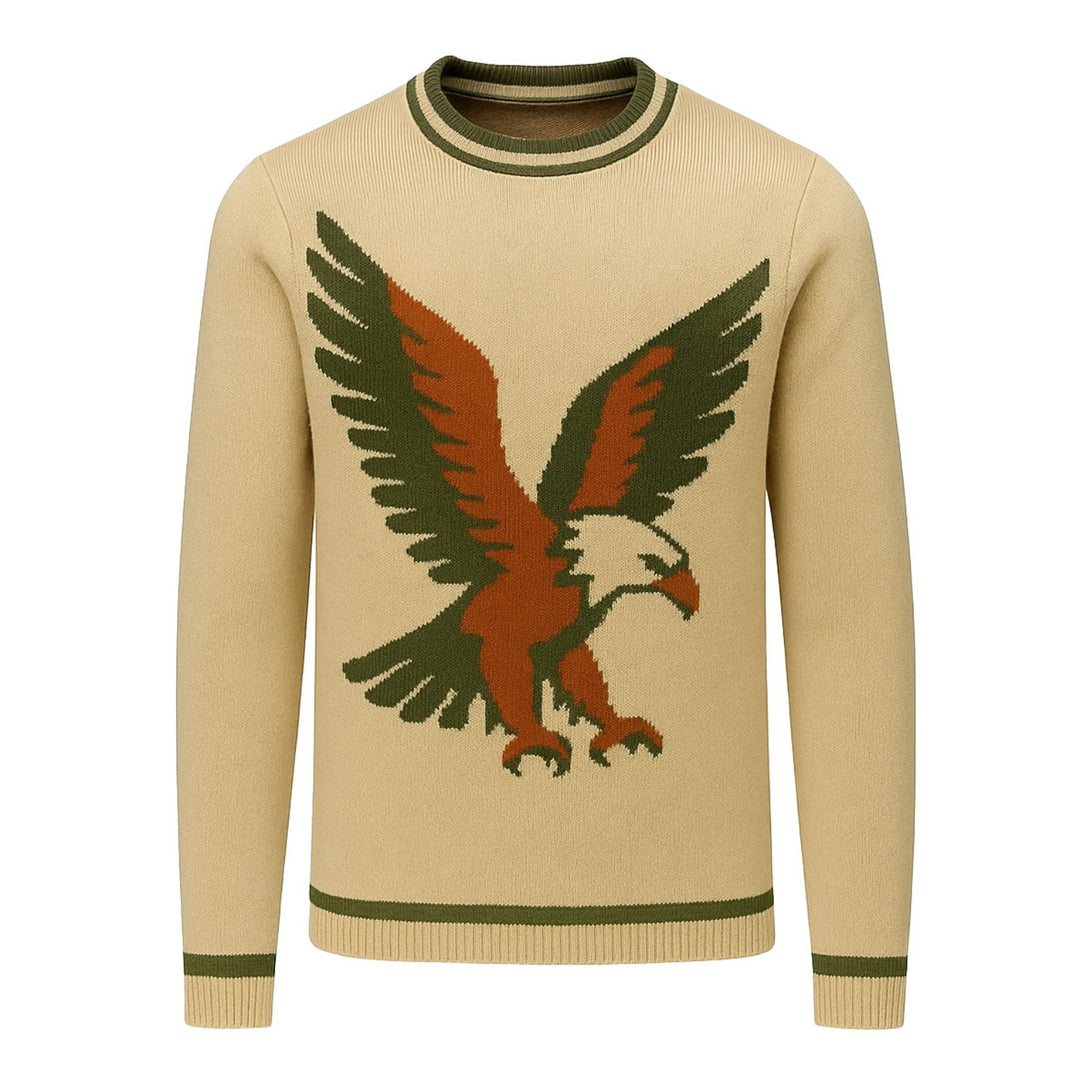 Men's khaki Eagle vintage jacquard knitwear