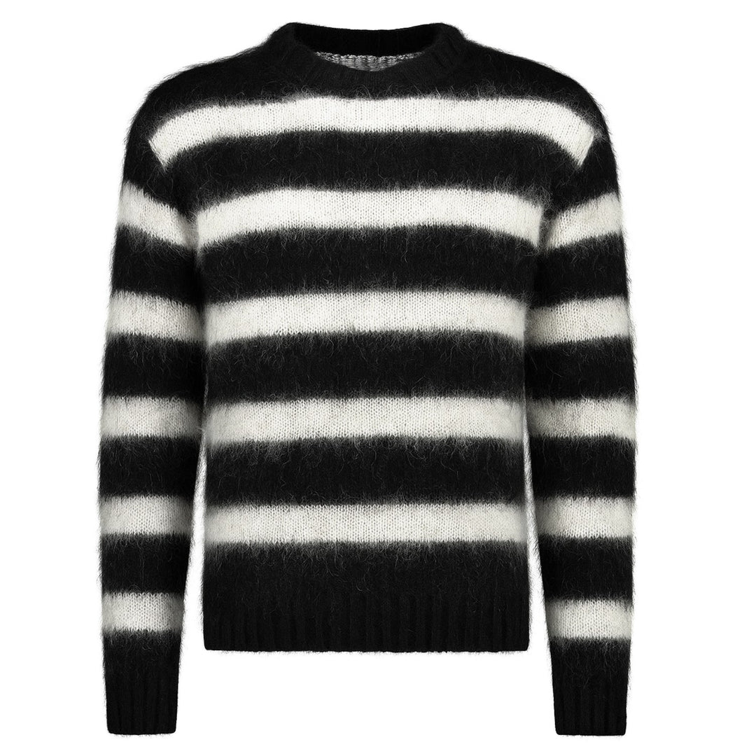 Men's black striped vintage plush knit sweater