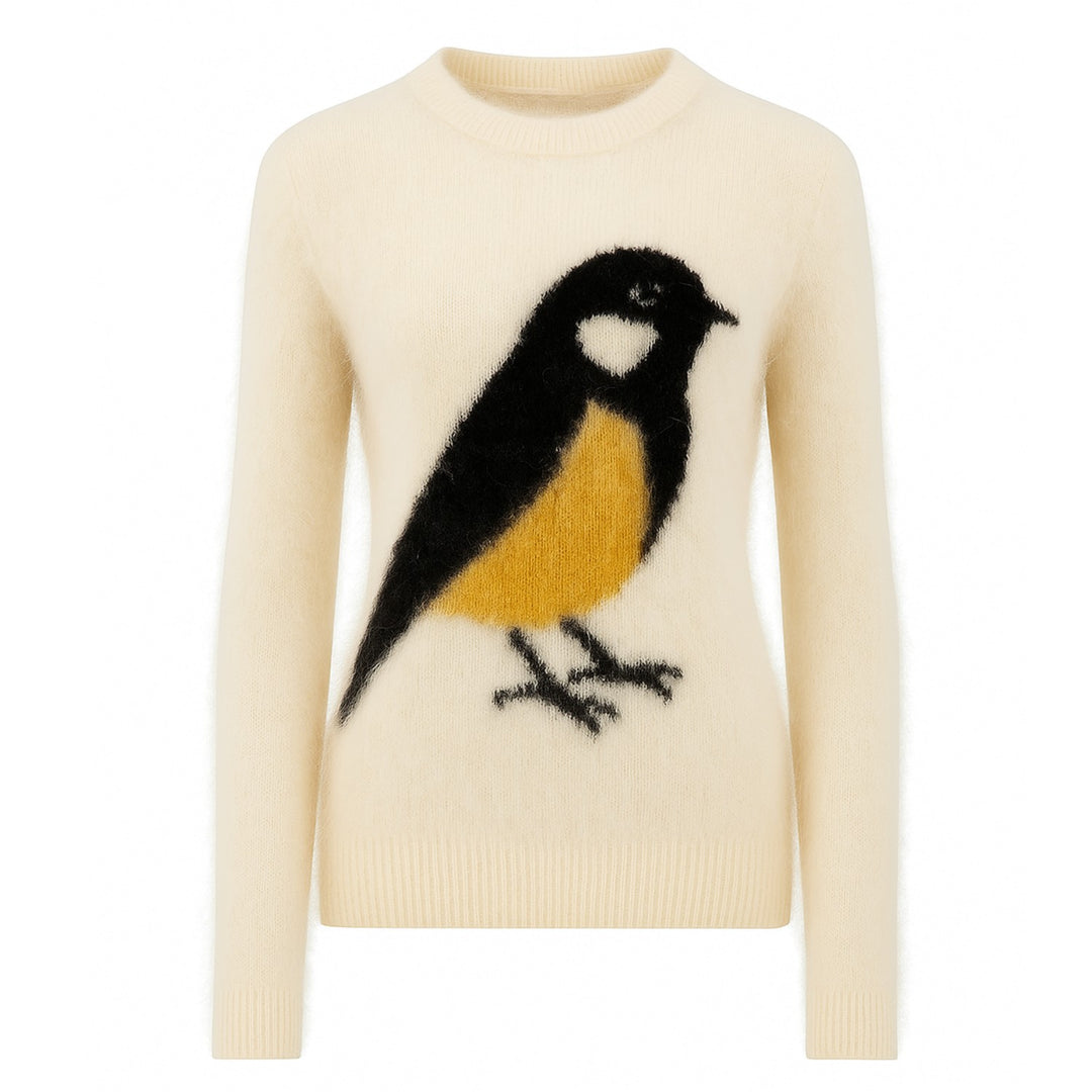 Men's white apricot bird seahorse wool knitwear